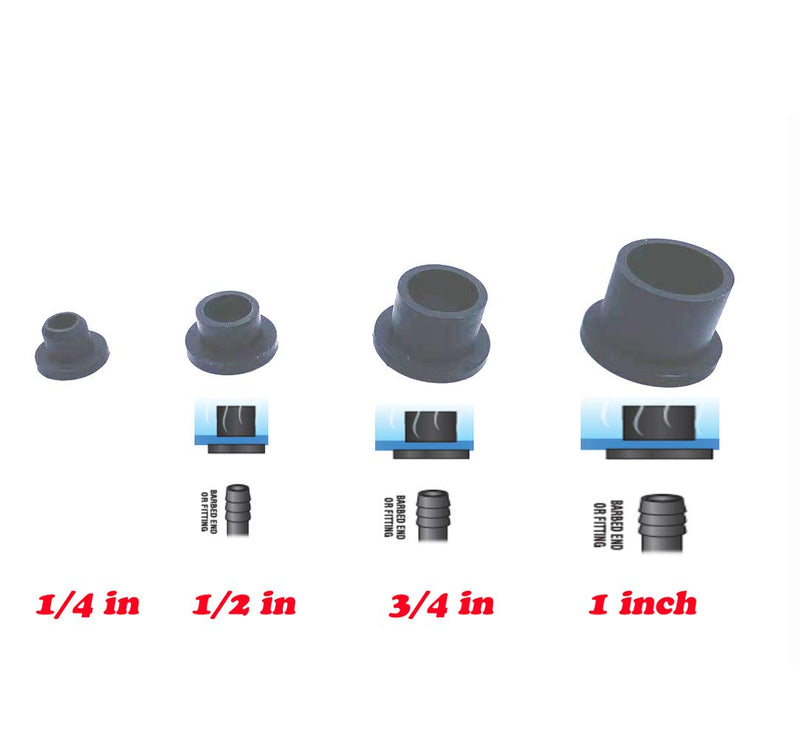 HORTIPOTS 1/4 Inch Rubber Grommet Pack of 25 Top Hat, 6 mm ID Small Tophat Grommet for OD 1/4 Inch Vinyl Rubber Tubing in Hydroponic and Irrigation Systems (Pack of 25)