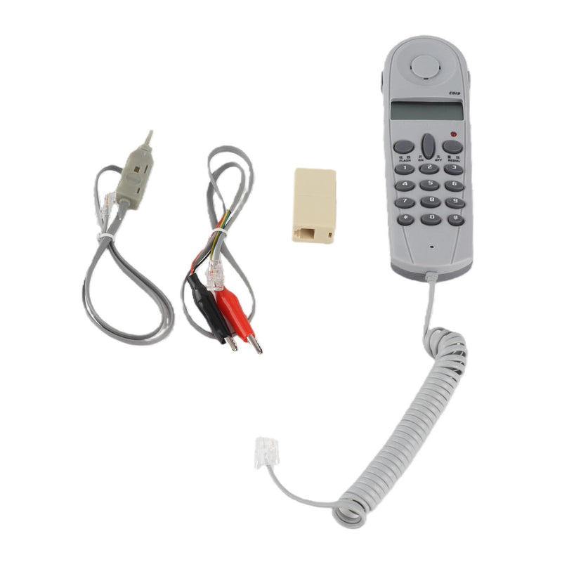 C019 Telephone Phone Line Network Cable Tester Butt Tester Lineman Tool Cable Set, Phone Tester with Connectors and Joiner, Support DTMF Dual Caller ID, Grey