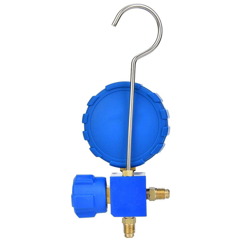 AC Manifold Set, Professional Low Pressure A/C Refrigeration Tool with Visual Mirror Sight Glass for HVAC Technicians Blue G1/4 Inch 68mm