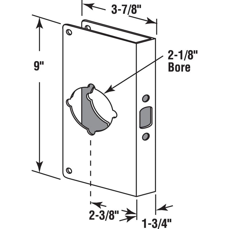 Prime-Line U 9569 Brass Lock and Door Reinforcement Plate for 1-3/4 In. Thick Doors, Brass Finish (Single Pack)