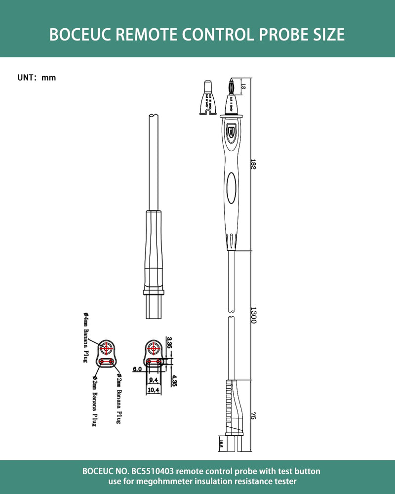 Remote Control Probe with Test Button Use for Fluke 1507 1503 1587 1577 1550B Digital Megohmmeter Insulation Resistance Tester Specific Plug - NewNest Australia