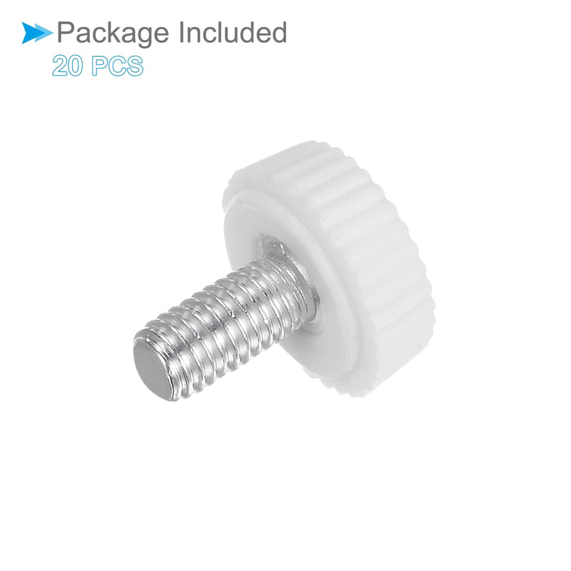 Thumb Screw Knurled Knobs, M5 x 12mm Male Thread, White Round Head Clamping Screw Threaded Stud Hand Knobs Grip, (Applications: for Machinery Lathes), 30-Pieces
