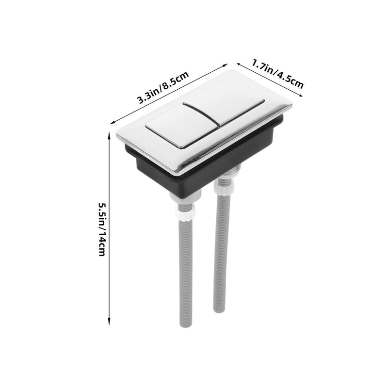 DOITOOL 2pcs Dual Flush Toilet Button Replacement, 5. 5 X 3. 3 Inch Rectangular Abs Push Button with Rods, Chrome Plated Water Tank Valve Switch for Bathroom 2