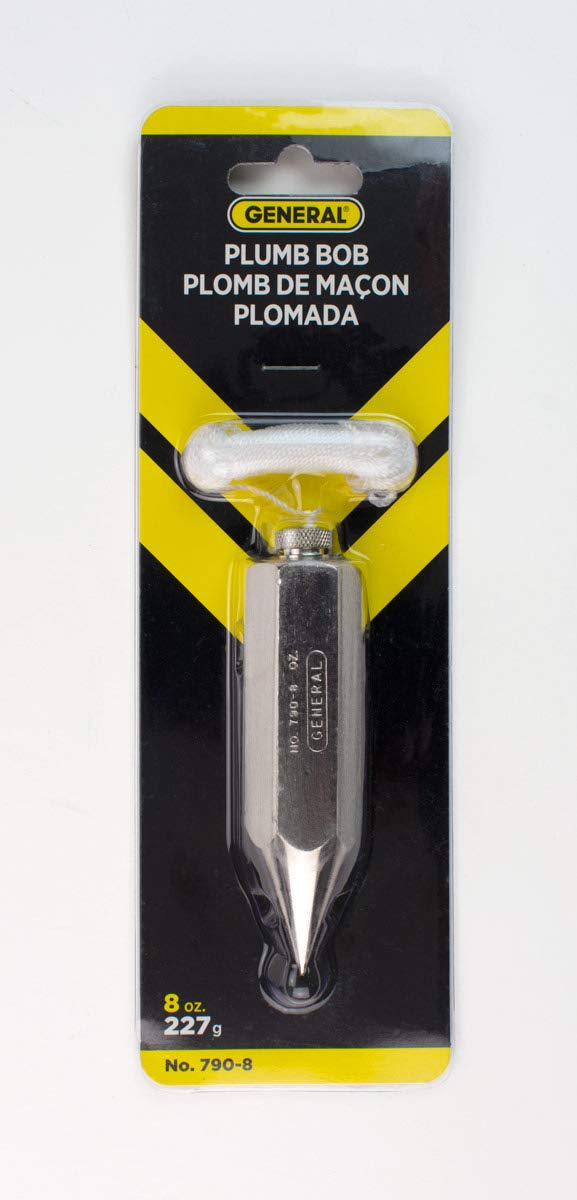 General Tools 790-8 Hexagon Steel Plumb Bob, 8 Ounce 8 Oz Hex Nickel Plated Steel