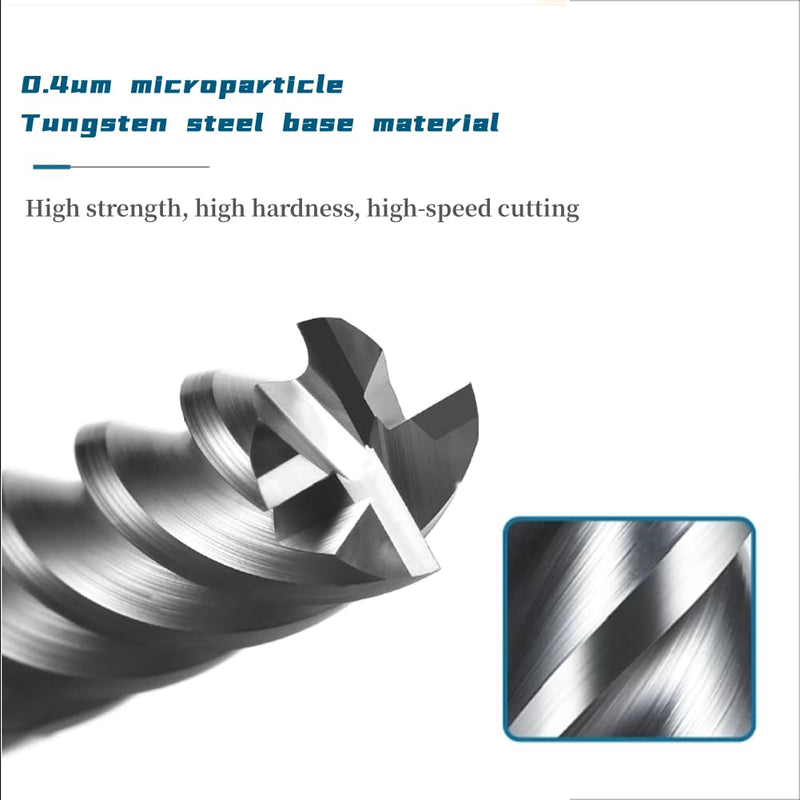 2PCS 1/2'' Carbide Square End Mill Bits Set, Milling Bits Cutter 1/2 Carbide End Mills for Alloy Steels/Hardened Steels, HRC 45 Deg Single End 4 Flute AlTiN Coating (2PCS 1/2in) 2PCS 1/2in