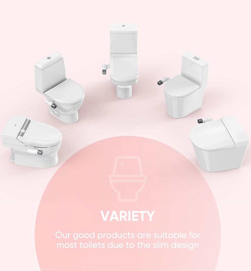 Ultra-Slim Bidet Attachment, Posterior&Feminine Wash-(Retractable Dual Nozzles), Non-Electric Bidet Attachment for Toilet Seat, Adjustable Fresh Cold Water Pressure, Stainless Steel Inlet (DarkGray) DarkGray
