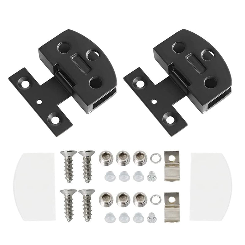 AWEN 4pcs Glass Doors Hinge Cupboard Showcase Wine Cabinet Clamp Ambry Gate Hinges Replacement Parts, Black k846-4pcs