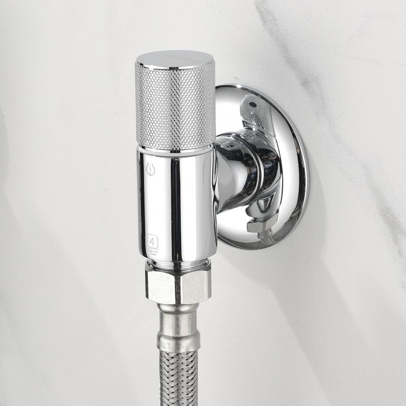 Brass Angle Valve G1/2" xG1/2", Metal Water Valve with Ultrathin Design for Use in Narrow Spaces,Wall Mounted Chrome Plating Valve for Basin Kitchen, Flush Toilet (Chrome)