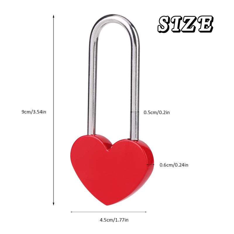 3.5" 50mm Love Lock Heart Padlock,Red Single Heart Wish Lock for Lovers Wedding,Valentines,Anniversary,Travel, Valentines Day, Bridge(NO Key) Red 1PC