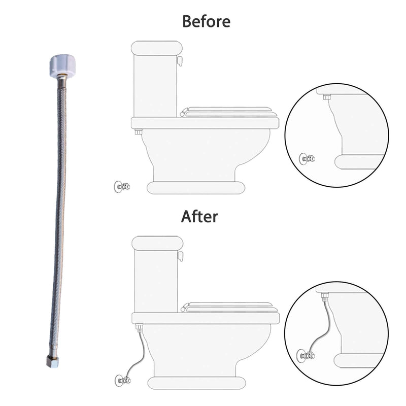 3/8 to 7/8 Toilet Supply Line, Stainless Steel Toilet Connector Hose 16 inch for Tank Toilet Supply Hose Extension replacement 16in
