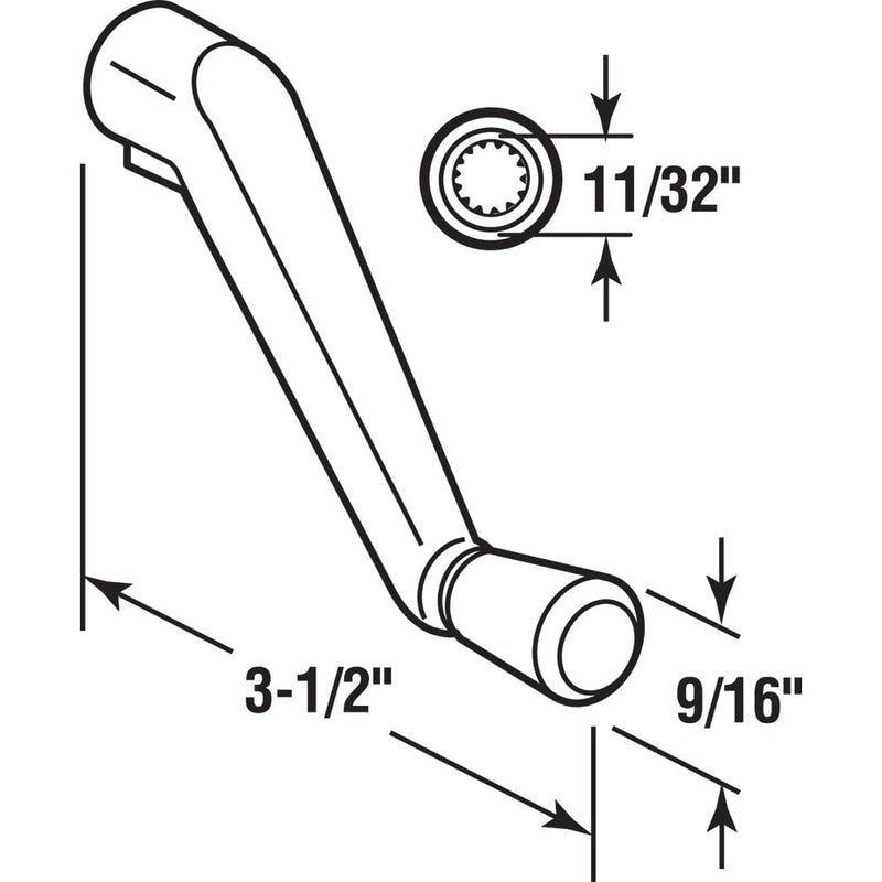 Prime-Line TH 24003 White, Diecast and Plastic, Operator Cover and Crank Handle, 11/32 in. Drive Spline (Single Pack)