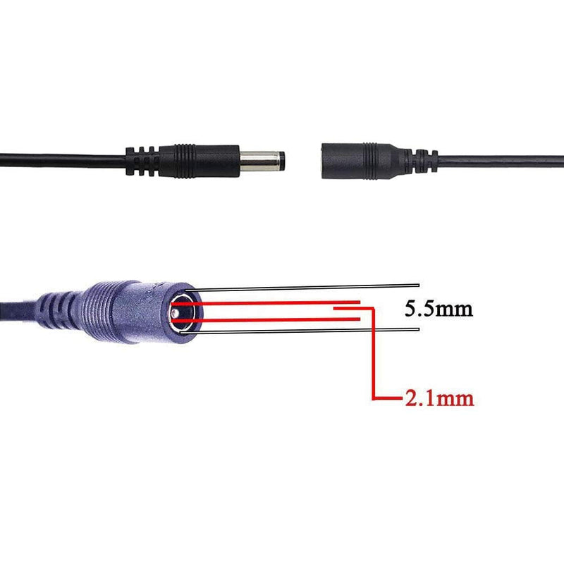 2pcs LED Strip Light Inline On/Off Switch Cable DC Jack (5.5x2.1mm) Male to Female Connector, DC Jack Switch, LED Tape Connector, 12V Inline Rocker Switch DC Power Adapter Connector
