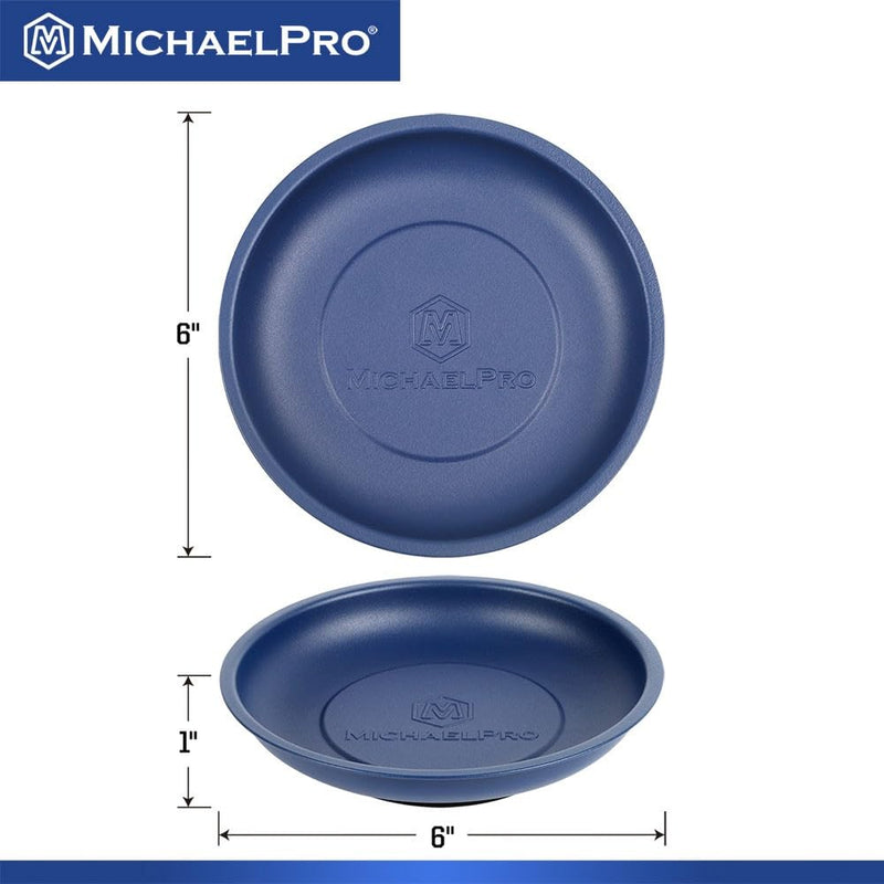 MichaelPro Round Magnetic Tray for Mechanics, Magnectic Tool Holder for Screws, Nuts, Bolts with Strong Magnets for Secure Mounting, Stainless Steel Tool Tray with Anti-Scratch Rubber Base