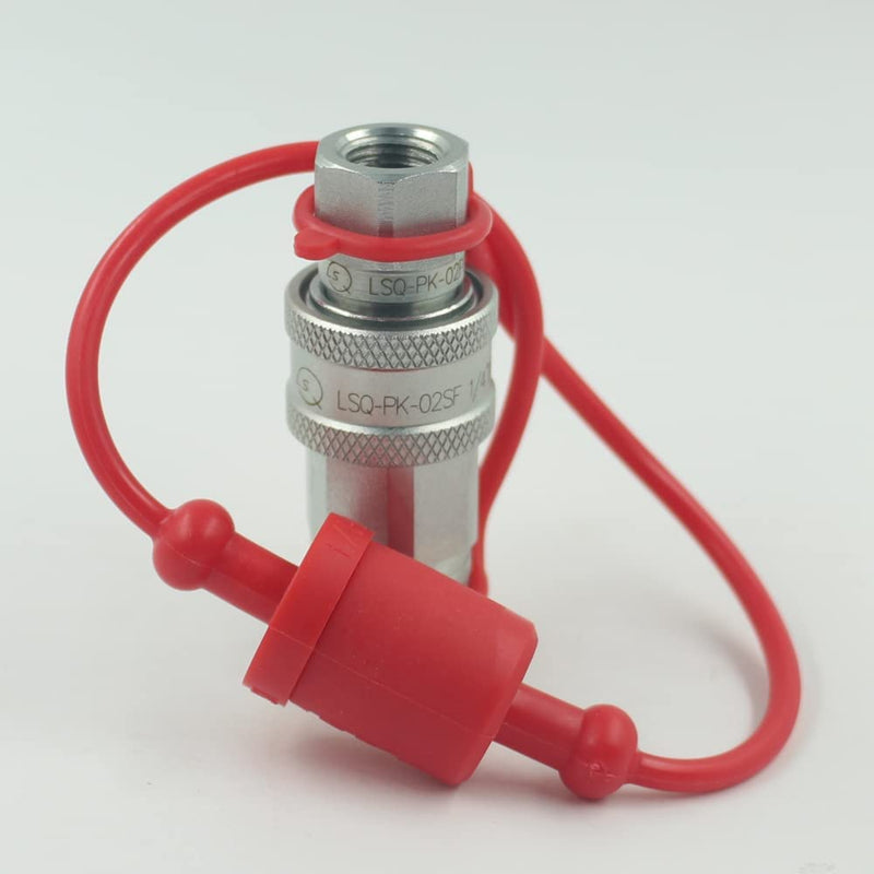 LSQ-PK-02 1/4" NPT Ag ISO 5675 Poppet Pioneer Style Hydraulic Quick Connect Coupler, w/Red Dust 2 Sets Ag Poppet 1/4'' NPT 2Sets
