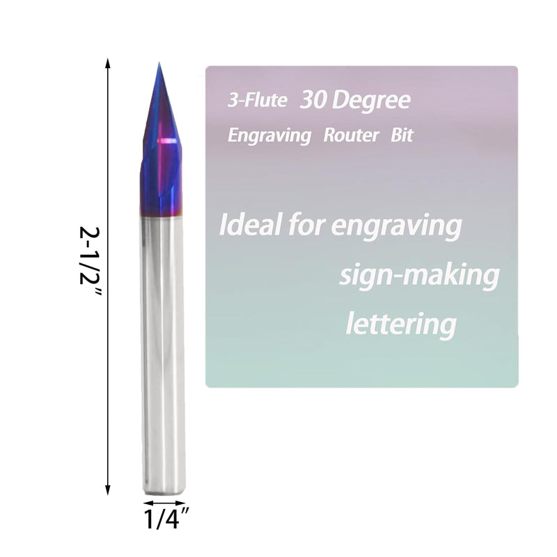 CNC Router Bit Set, 4-Piece Spiral Flute Collection, 1/4 Inch Shank, 30 Degree V-Groove, Ball Nose, Single O-Flute, Straight Cutting Bits VT233 V-Groove, Ball Nose, O-Flute, Straight Cutting Bits