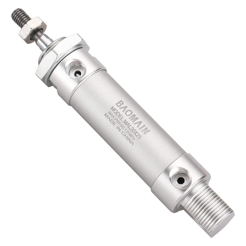 Baomain Mini Air Cylinder MAL 20 X 25 Single Male Thread Rod Dual Action 20 Bore 25 Stroke