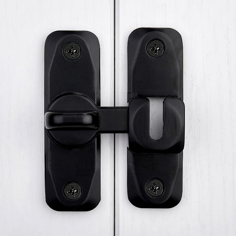 6 Packs Barn Door Latches,Black 90/180 Degree Gate Lock,Zinc Alloy Right Angle Door Lock Latch,Flip Gate Latches Hardware,Door Security Sliding Door Latch Lock fo Cabinets,Bathroom,Barn Door Black 6