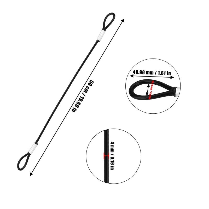 4 Pcs Stainless Steel Wire Cable with Loops 20 Inch Vinyl Coated Wire Rope Long Rope Lanyard Lock Safety Chains for Outdoor Travel Home Hanging, 4 mm Thickness 4mm Thickness,20 Inches Length 4 Pcs Black