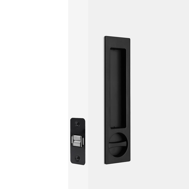 Dontay Pocket Door Handle, Modern Rectangular Keyed Entry Function, (Bed/Bath) Pull Latch, Recessed Sliding Door Hardware for 1 3/8” to 2 3/16” Thickness (Keyed Entry Lock, Matte Black, 1 Pack) Keyed Entry Lock
