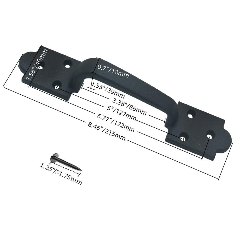 2 Pack Heavy Duty Gate Handle - Steel Pull for Barn Doors, Sheds, Outdoor Fences, Black, 8.5 Inch 9" - 2 Pack Spade