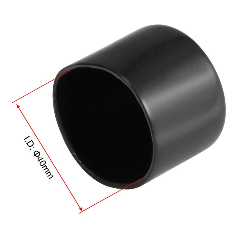 uxcell 10pcs Rubber End Caps 40mm ID Vinyl Vinyl Round End Cap Cover Screw Thread Protectors Black