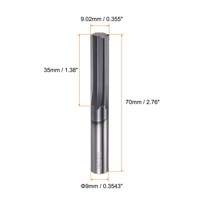 HARFINGTON Carbide Chucking Reamer 0.355"(9.02mm) Dia Straight Flute Straight Shank Machine Reamer Tool for Metal and Lathes CNC Machining Centers, Black 0.355"