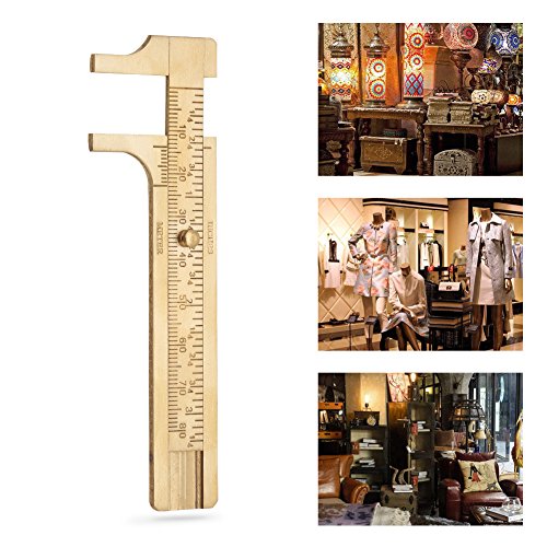 Gauge Vernier Pocket Caliper Handy Brass Sliding Gauge Brass Vernier Caliper Ruler Measuring Tool Double Scales mm/inch Mini Bead Wire Jewelry Measuring (80mm/3.14in)