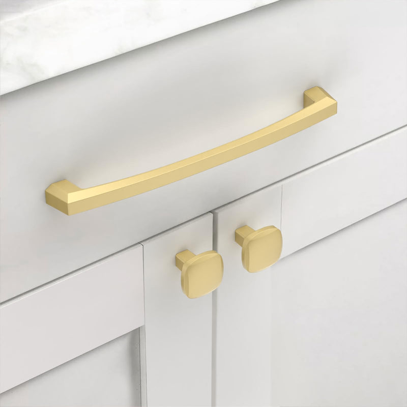10 Pack 7"(177mm) Gold Cabinet Pulls Kitchen Cabinet Handles Gold Drawer Pulls Cupboard Hardware for Cabinets CK0048 Matte Gold 7" Hole Center 10