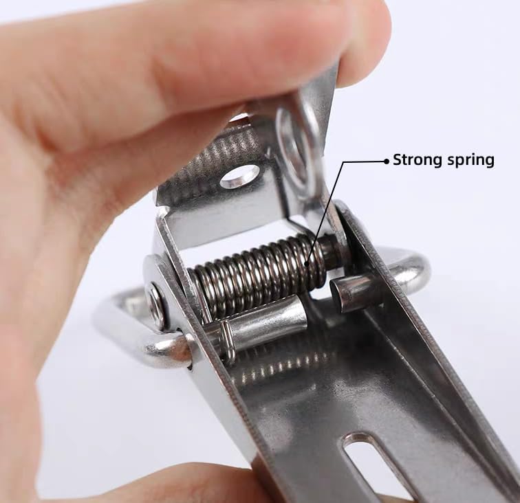 Latch, Stainless Steel Spring Loaded Toggle Latch,With locking hole, Silver Catch Hasp Clamp Clip Lock with for Cabinet, Wooden Case, Box (4 Pack)
