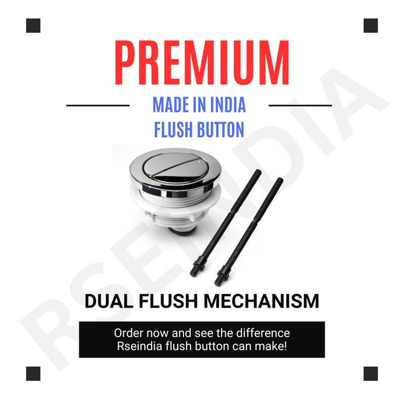 48mm Dual Flush Toilet Tank Button Replacement – Adjustable Push Button for Cistern Lid, Compatible with Glacier Bay, AquaSource, American Standard, Geberit & More, Chrome Finish (2 Pack)