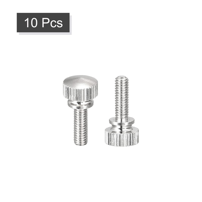 uxcell Knurled Thumb Screws, M4x12mm Brass Shoulder Bolts Grip Knobs Fasteners, Nickel Plated 10Pcs