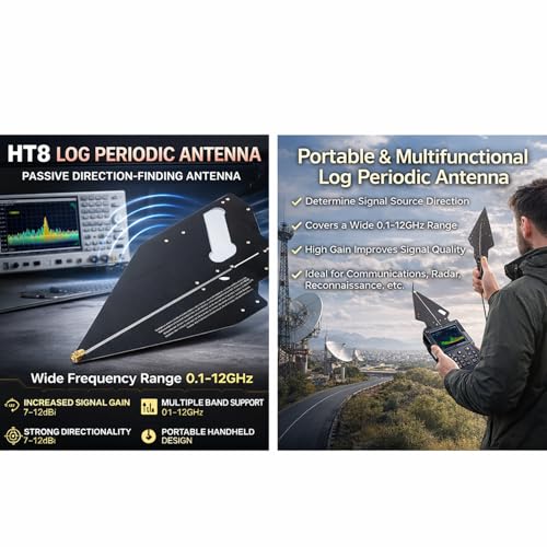 Garosa Log Periodic Directional RF Outdoor 100MHz-12GHz for Spectrum Management EMC Testing Compatible with Cellular Modems Routers