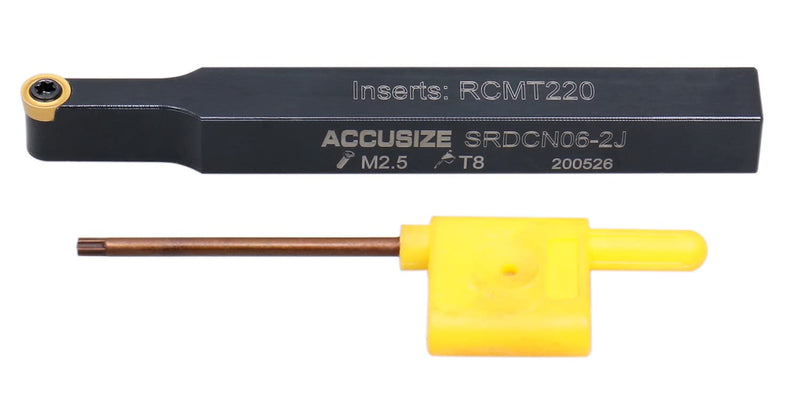 Accusize Industrial Tools 3/8 x 3-1/2 in SRDCN06-2J Indexable Toolholder for RCMT220 Inserts, 2376-0006 3/8 x 3-1/2 inch