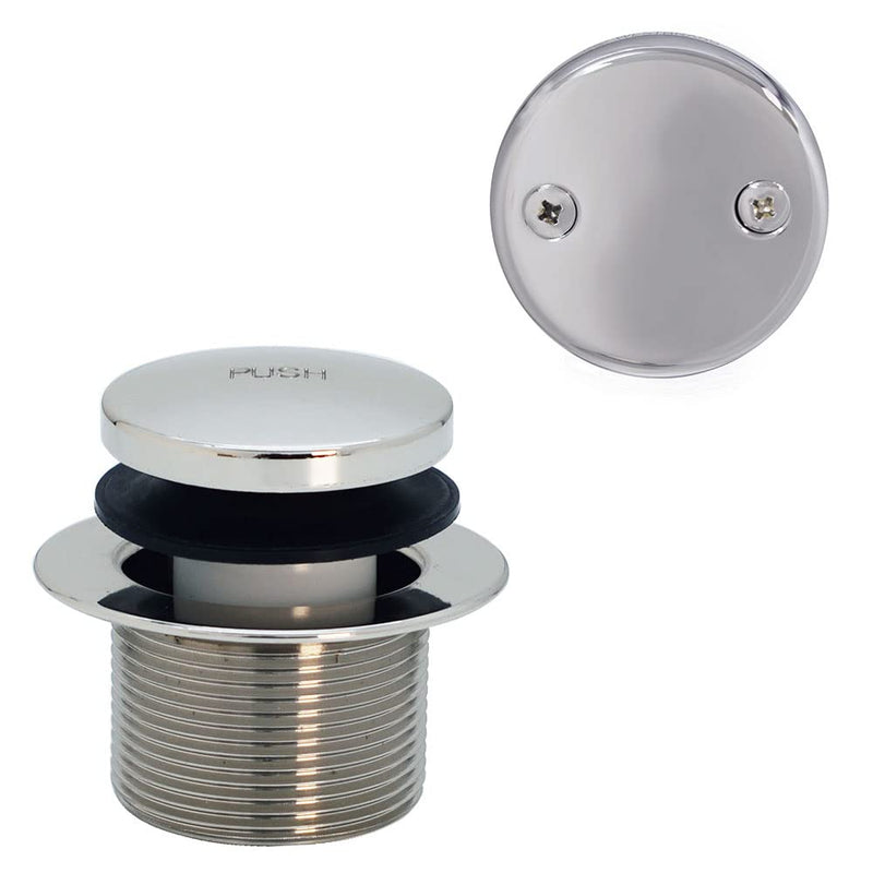 Westbrass Y593144-05 14" Black Tubular Bath Waste & Overflow Assembly with Tip-Toe Drain Plug and Two-Hole Faceplate, Polished Nickel 1 Pack