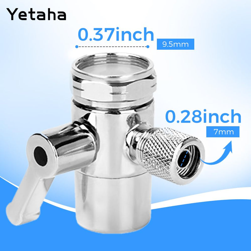 Yetaha 3/8" Faucet Diverter Valve, Kitchen Bathroom Faucet Splitter Adapter for Tubing Replacement Part, Bathroom Vanity Metal Sink Connector, Single Handle Size: 3/8"(9.5mm)