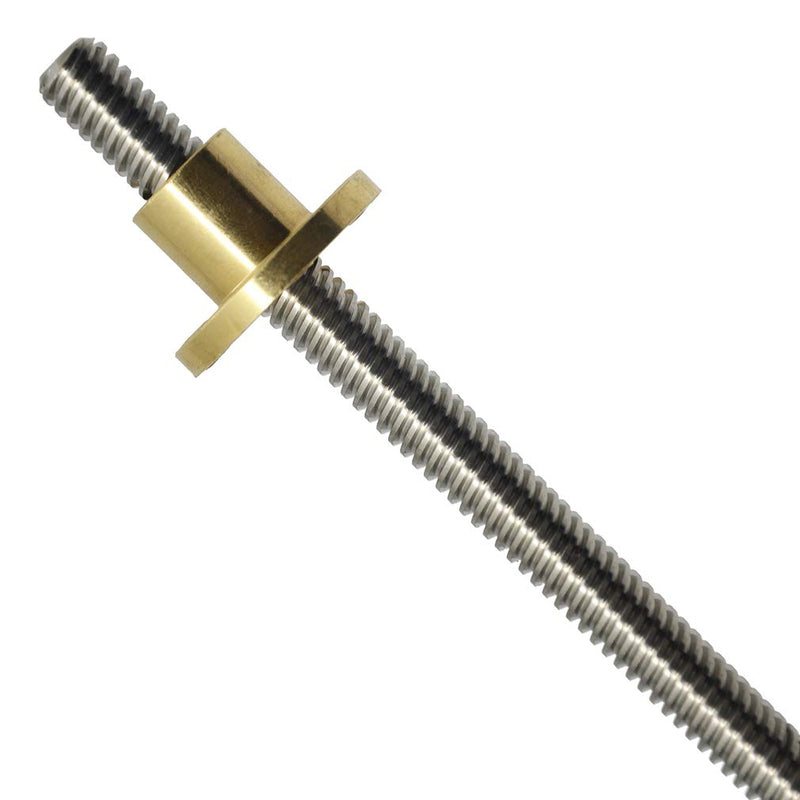 500mm T10 Tr10x8 10mm Lead Screw and Nut (2mm Pitch, 4 Starts, 8mm Lead) for 3D Printer and CNC Machine Z Axis T10x8 500mm+nut