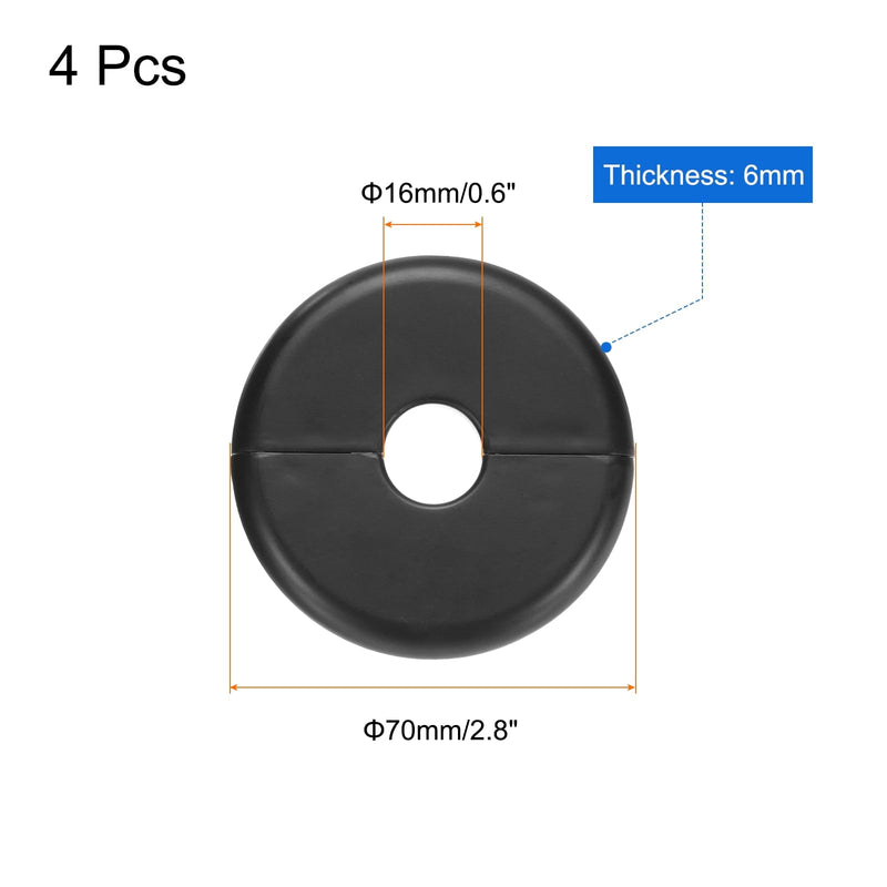 uxcell 4pcs Wall Split Flange 70mm / 2.8" OD Escutcheon Plate ABS Round Self-Adhesive Plumbing Cover Plates for 16mm / 0.6" Dia Water Pipe Faucet Decoration Accessories, Black