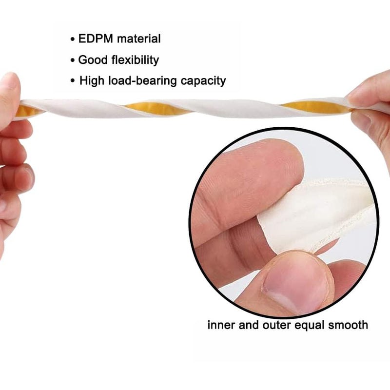 Weather Stripping Seal Strip Tape, Doors Windows Frame Self Adhesive D Type Foam Sealing Tape, 32.8Ft Rubber Soundproof Insulation Cell Foam Stripping, White