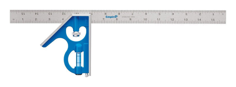 Empire Level E280 16-Inch Heavy Duty Professional Combination Square w/Etched Stainless Steel Blade and True BlueR Vial
