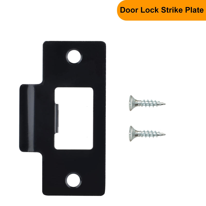 10PCS Universal Door Strike Plate，Replacement Lock Strike Plate T Strike Deadbolt with Screw，Stainless Steel Deadbolt Covers Door Reinforcement Kit for Interior Exterior Door Use(Black) 10