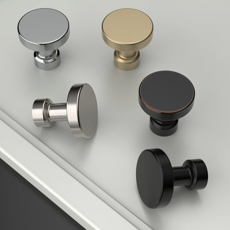 Amerdeco 10 Pack Brushed Satin Nickel Kitchen Cabinet Knobs 1-1/6 Inch(30mm) Single Hole Cabinet Pulls Dresser Knobs Round Drawer Knobs and Pulls for Bathroom Cabinets knob