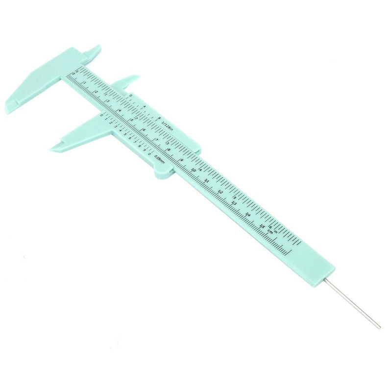 Joyzan Plastic Vernier Caliper, Mini Double Scale Measuring Tool Sliding Portable Gauge Ruler Fast Read Depth 0.05mm Precision Eyebrow Stencil Makeup Student School Office Home Carpentry Jewelry 150mm green