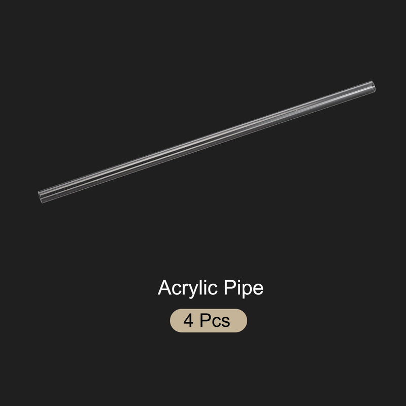 14" Clear Plastic Rigid Pipe 8mm x 12mm(5/16" x 1/2") Acrylic Tube Round Polycarbonate Tubing, [for Plumbing, Hydraulics, Aquarium, DIY] - 4Pcs 5/16" x 1/2"