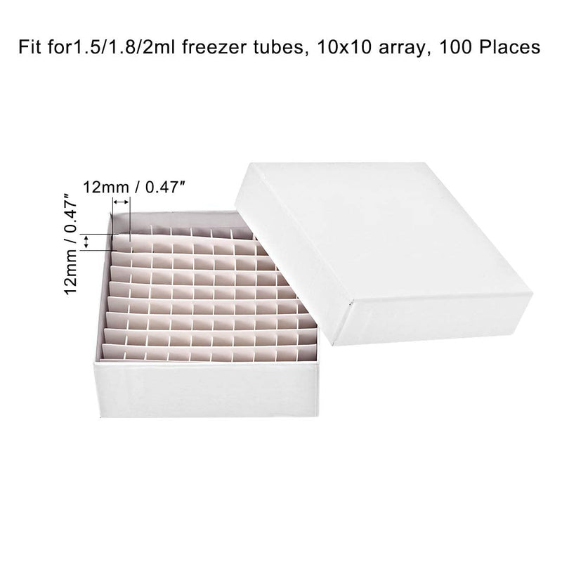 uxcell Centrifuge Tube Freezer Storage Box 100 Places Cardboard Cryogenic Holder Rack for 1.5/1.8/2ml Microcentrifuge Tubes, Vials, Samples 5Pcs 5