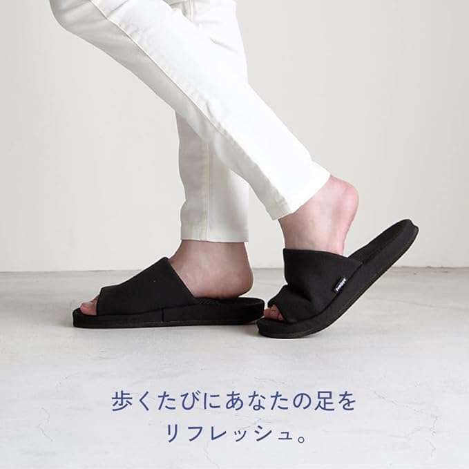 Alphax Health Slippers, Foot Pole, Mega Pressed Plump, Guigui Type, Black, L Size, 9.8 - 10.6 inches (25.0 - 27.0 cm) - NewNest Australia