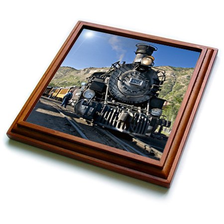 3dRose Durango and Silverton Narrow Gauge Railroad, Trains US06 LKL0010 Lee Klopfer Trivet with Ceramic Tile, 8 by 8", Brown