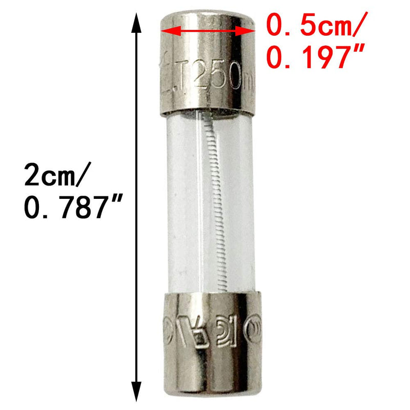Glass T250mAL250V 5x20mm Slow-Blow for Speakers Fuse 250mA 10PCS 0.25AMP (T250mA) T250mA