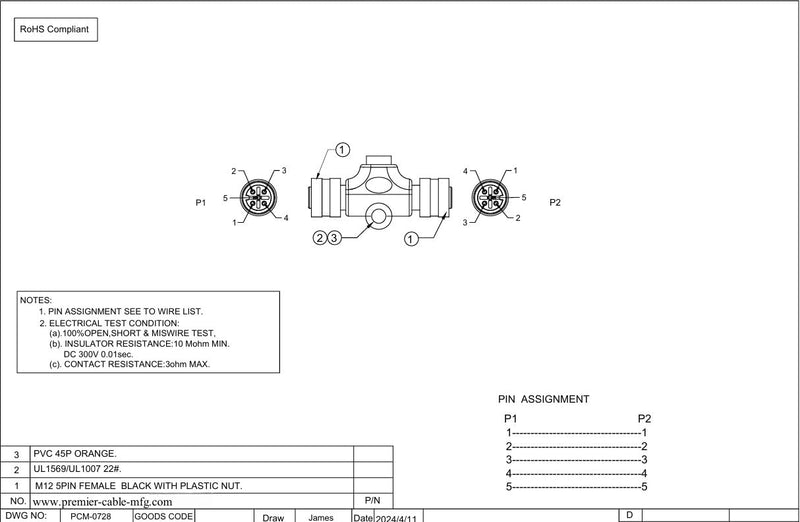 NMEA 2000 N2k T Connector M12 Micro-Change Gender Changer IP67 M12 5Pin A Code Female to Female Coupler Marine Boat Drop T Splitter for CAN Bus CANOpen Devicenet