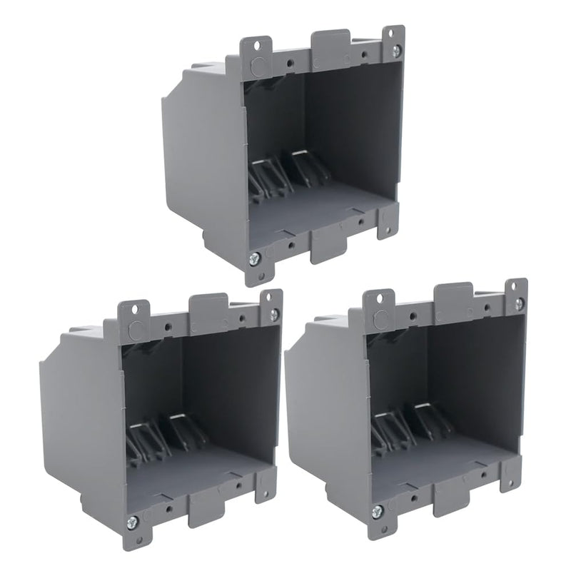 MAKERELE Old Work Electric Outlet Box 2 Gang Outlet Box,Adjustable Double Outlet Box,26 cu.Inch Plastic Junction Box for Switches Have ETL Tested and 2 Hours Fire Safety and Home Improvement(3 Pack) 25z | 3pack