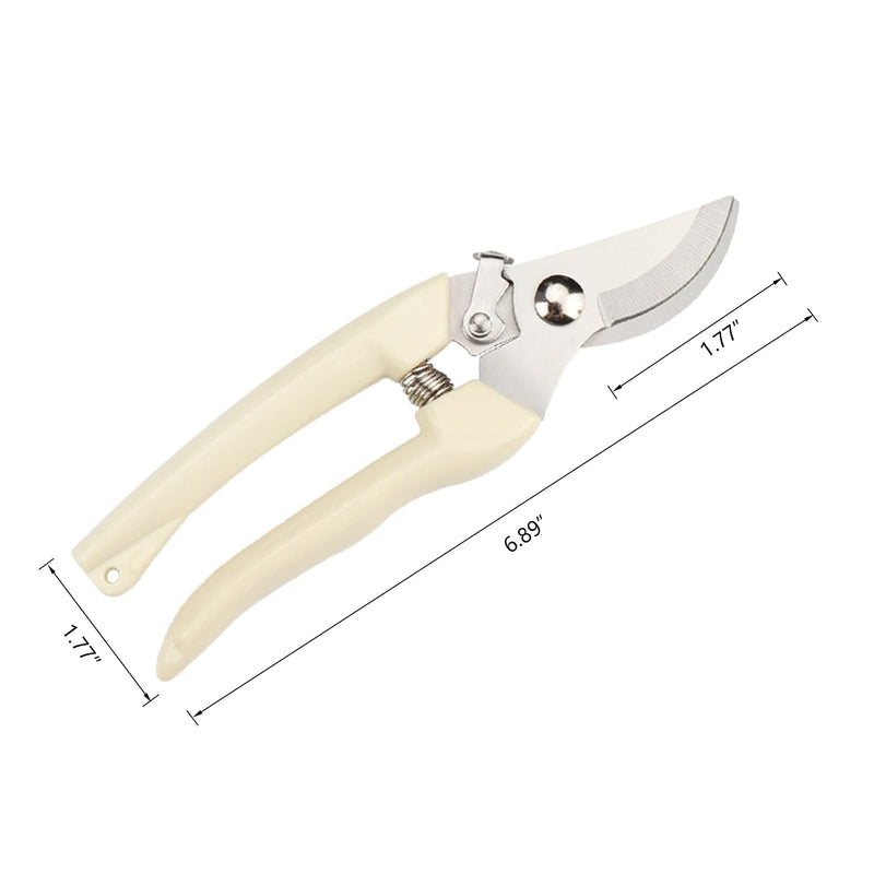 Garden Scissors for Plant, Tip Pruning Shears for Cutting Flowers, Trimming Plants, Bonsai and Fruits Picking (Bypass Blade Pruner) 1 Pc-White